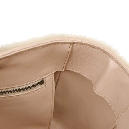 Balenciaga Papier A6 Zip Around Classic Studs Bag Shearling, WHITE, FAUX_FUR, Handbag