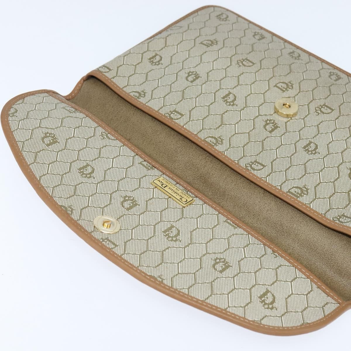 Christian Dior Vintage honeycomb clutch Canvas, BEIGE, CANVAS, Clutche & pouche