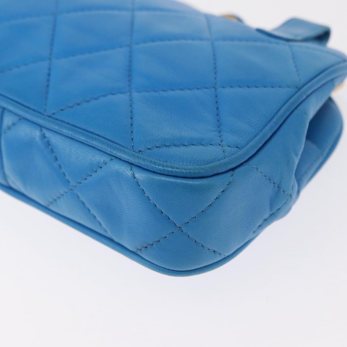 Chanel Vintage Diamond CC Tassel Waist Bag Quilted Lambskin, BLUE, LEATHER, Clutche & pouche
