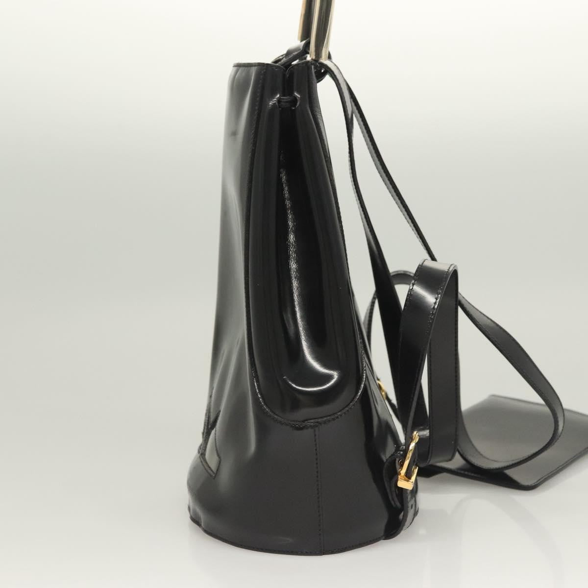 Salvatore Ferragamo Vintage Gancini Backpack Patent Leather, BLACK, PATENT_LEATHER, Backpack