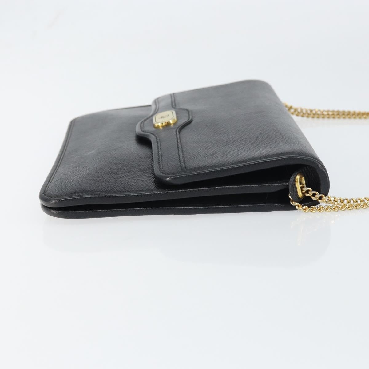 Christian Dior Vintage CD Chain Flap Shoulder Bag Leather, BLACK, LEATHER, Shoulder bag