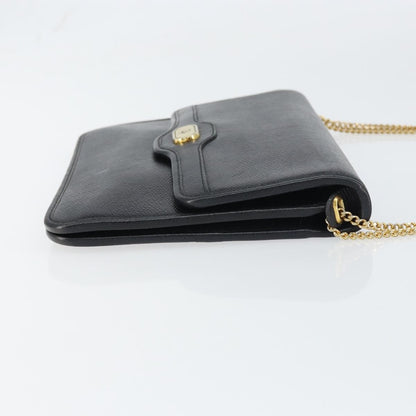 Christian Dior Vintage CD Chain Flap Shoulder Bag Leather, BLACK, LEATHER, Shoulder bag