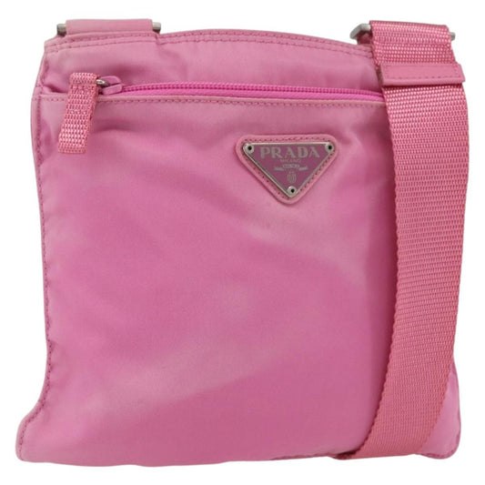 Prada Front Pocket Messenger Bag Tessuto, PINK, NYLON, Shoulder bag
