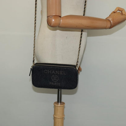 Chanel Deauville Chain wallet Raffia, NAVY, WICKER, Wallets