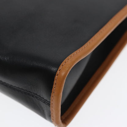 Celine Logo Triomphe Pouch Leather, BLACK, LEATHER, Clutche & pouche