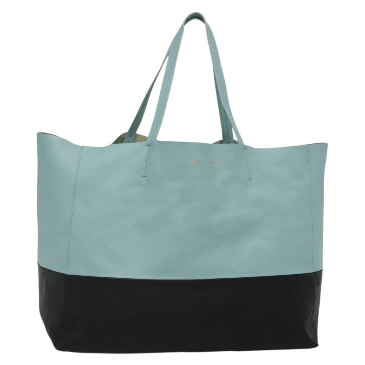 Celine Horizontal Cabas Tote Leather, BLACK, LEATHER, Tote bag