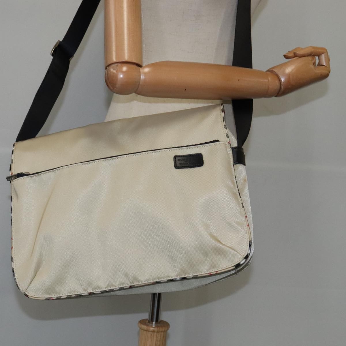 Burberry Vintage Crossbody Bag House Check Coated Canvas, BEIGE, NYLON, Shoulder bag