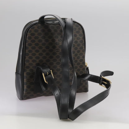 Celine Vintage Macadam Backpack Canvas and Leather, BLACK, CANVAS, Backpack
