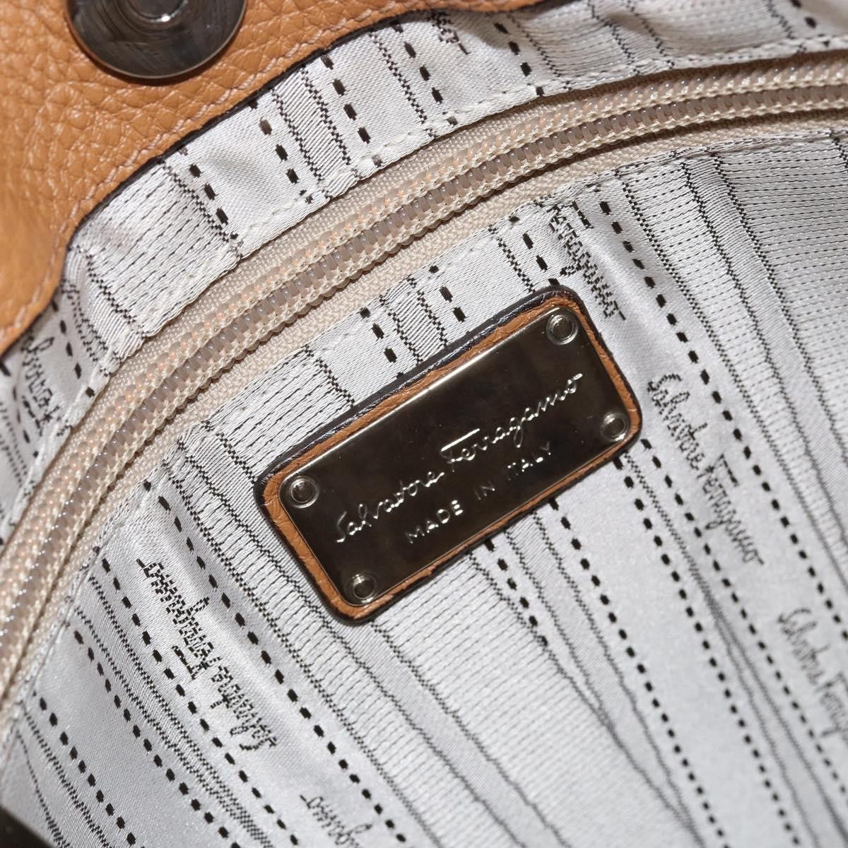 Salvatore Ferragamo Gancini Shoulder Bag Leather, BROWN, LEATHER, Shoulder bag