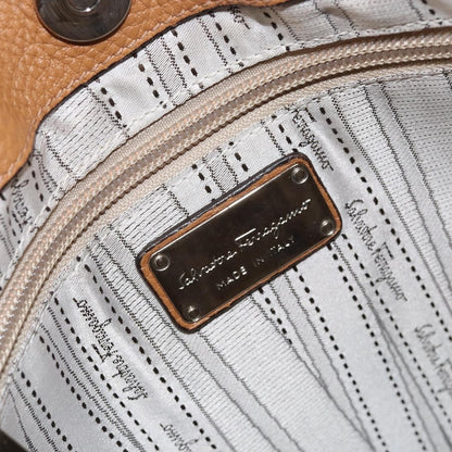 Salvatore Ferragamo Gancini Shoulder Bag Leather, BROWN, LEATHER, Shoulder bag