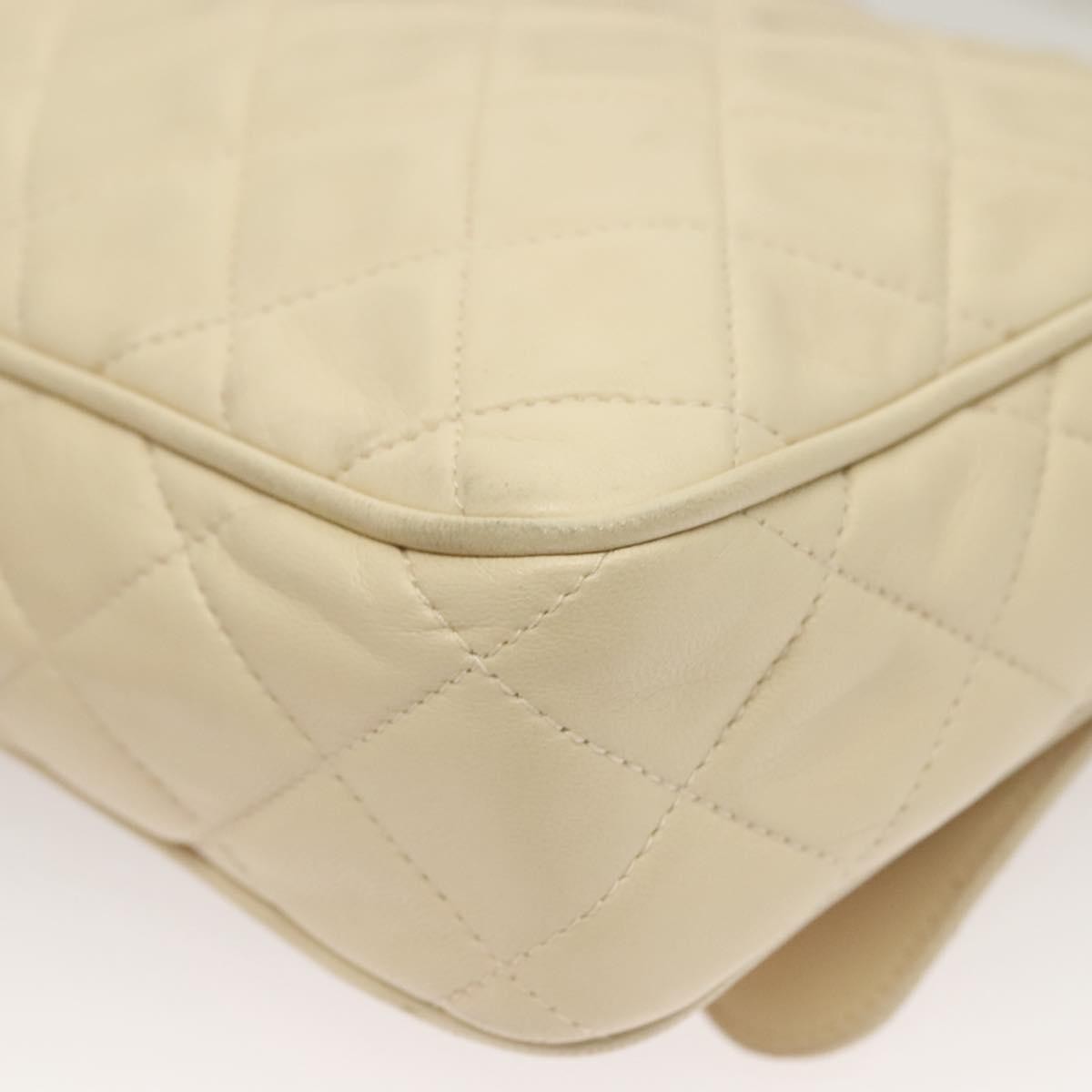 Chanel Vintage Front Pocket Camera Bag Quilted Lambskin, WHITE, LEATHER, Crossbody bag