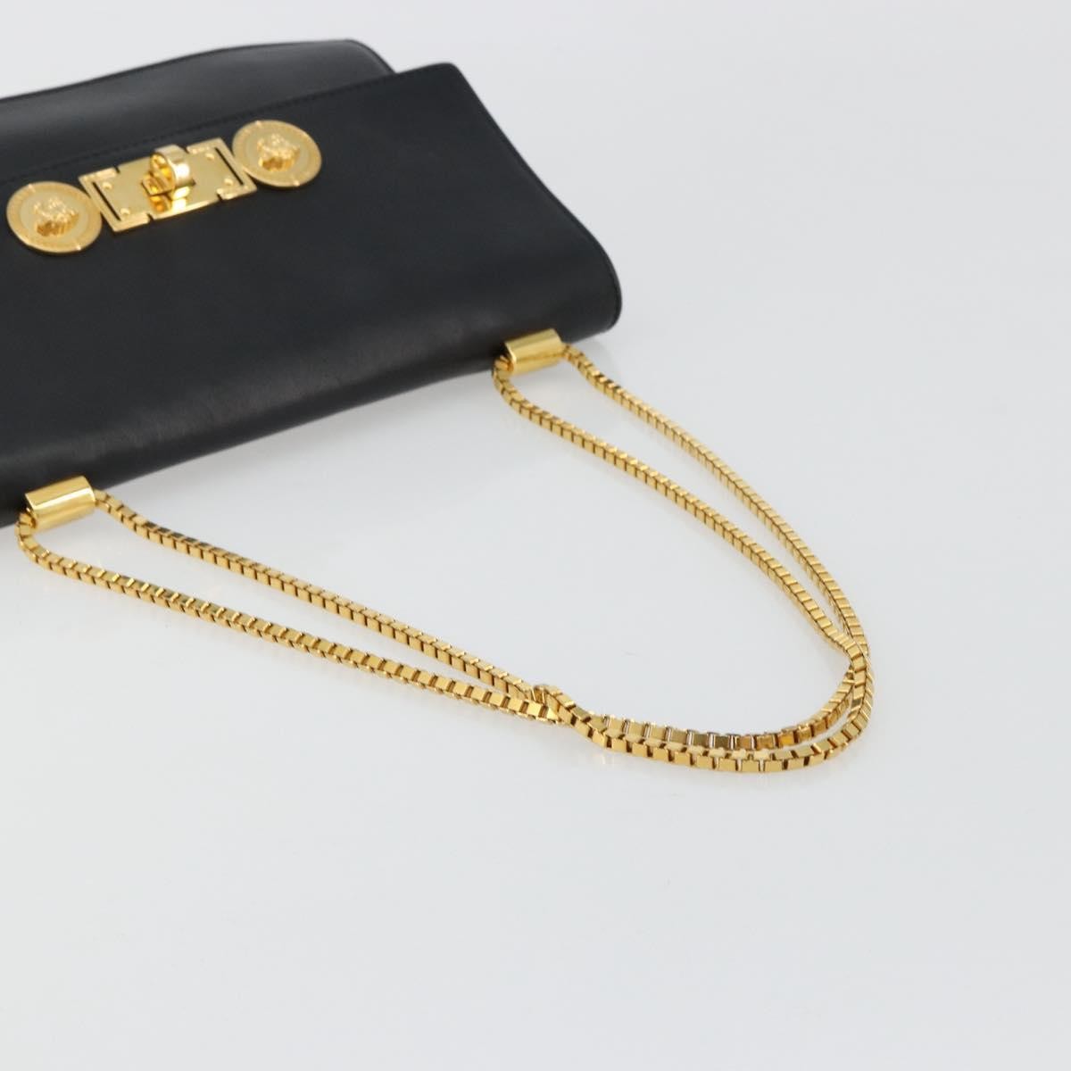 Versace Medusa Flap Chain Bag Leather, Black, Leather, Shoulder Bag