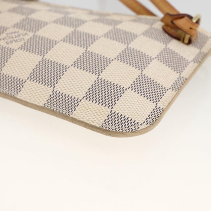 Louis Vuitton Neverfull Pochette Damier, WHITE, CANVAS, Clutche & pouche