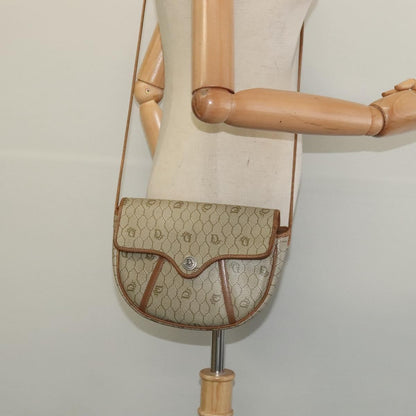 Christian Dior Vintage Honeycomb Flap Crossbody Bag Canvas and Leather, BEIGE, CANVAS, Crossbody bag