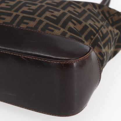 Fendi Vintage Open Tote Zucca Canvas with Leather, BLACK, CANVAS, Tote bag