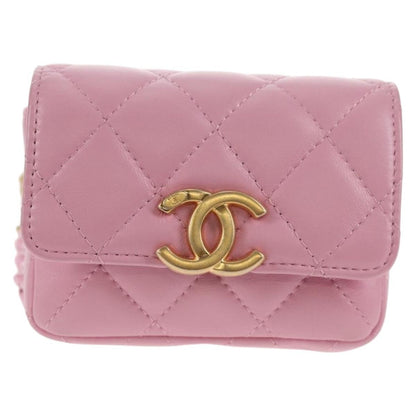 Chanel Flat CC Crossbody Bag Leather, PINK, LEATHER, Crossbody bag
