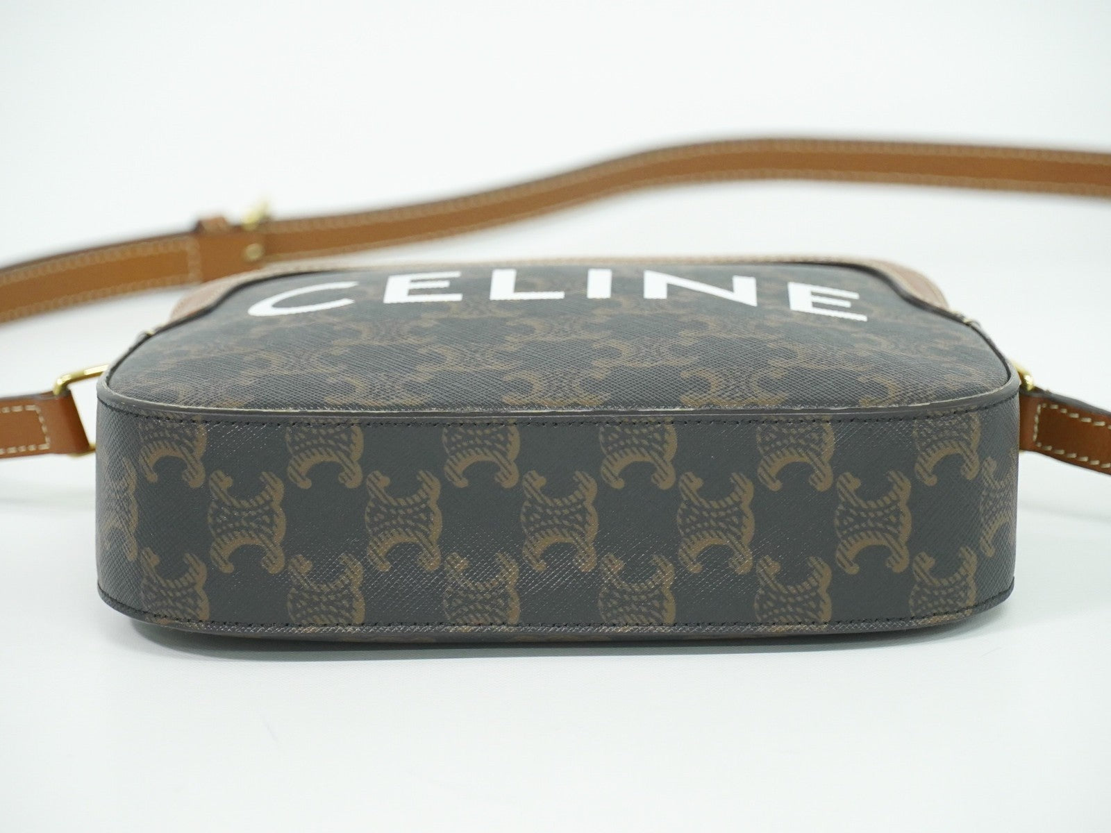 Celine Logo Camera Bag Triomphe Coated Canvas, BROWN, CLOTH, Shoulder bag