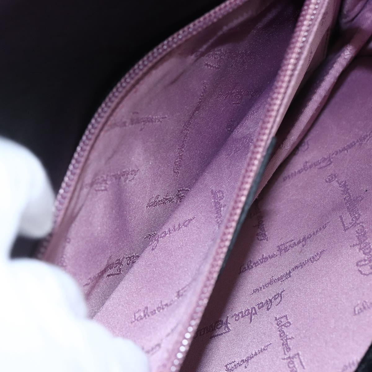 Salvatore Ferragamo Gancini handbag Leather, BLACK, LEATHER, Shoulder bag