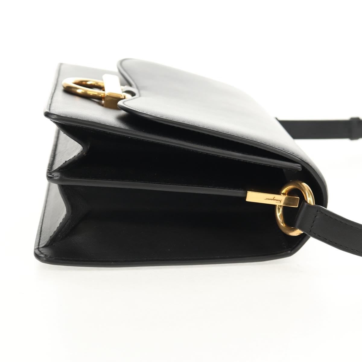Salvatore Ferragamo Joanne Shoulder Bag Leather, BLACK, LEATHER, Shoulder bag