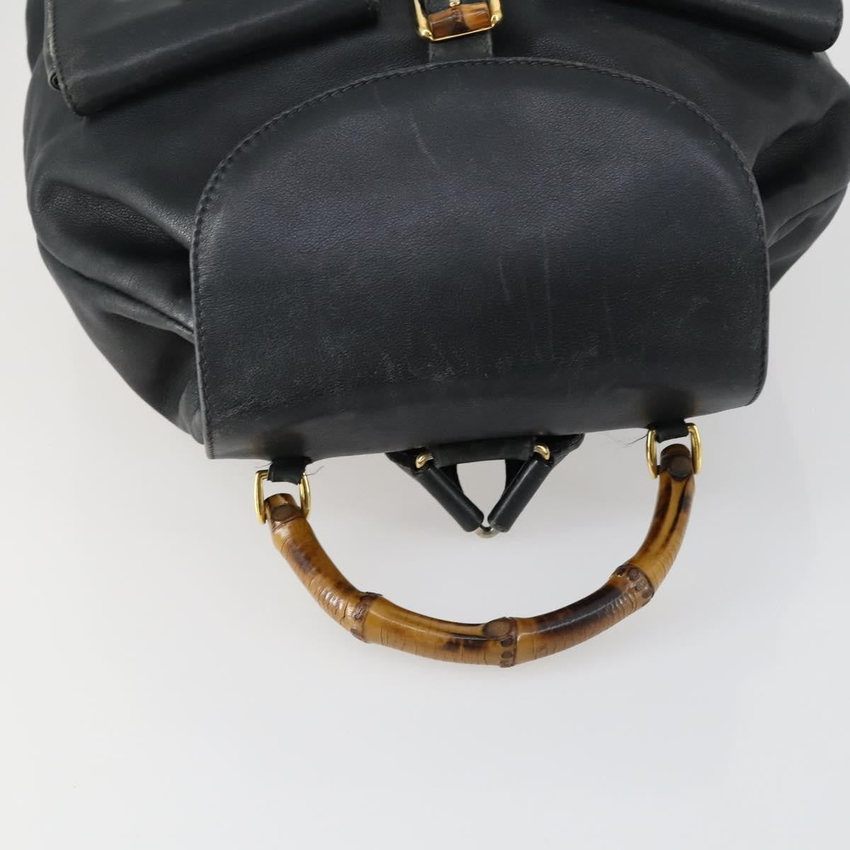 Gucci Vintage Bamboo Backpack Leather, BLACK, LEATHER, Backpack
