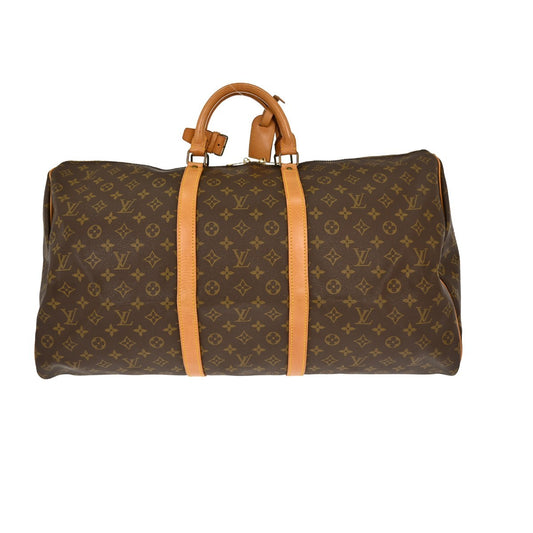 Louis Vuitton Keepall Bag Monogram Canvas, BROWN, CANVAS, Travel bag