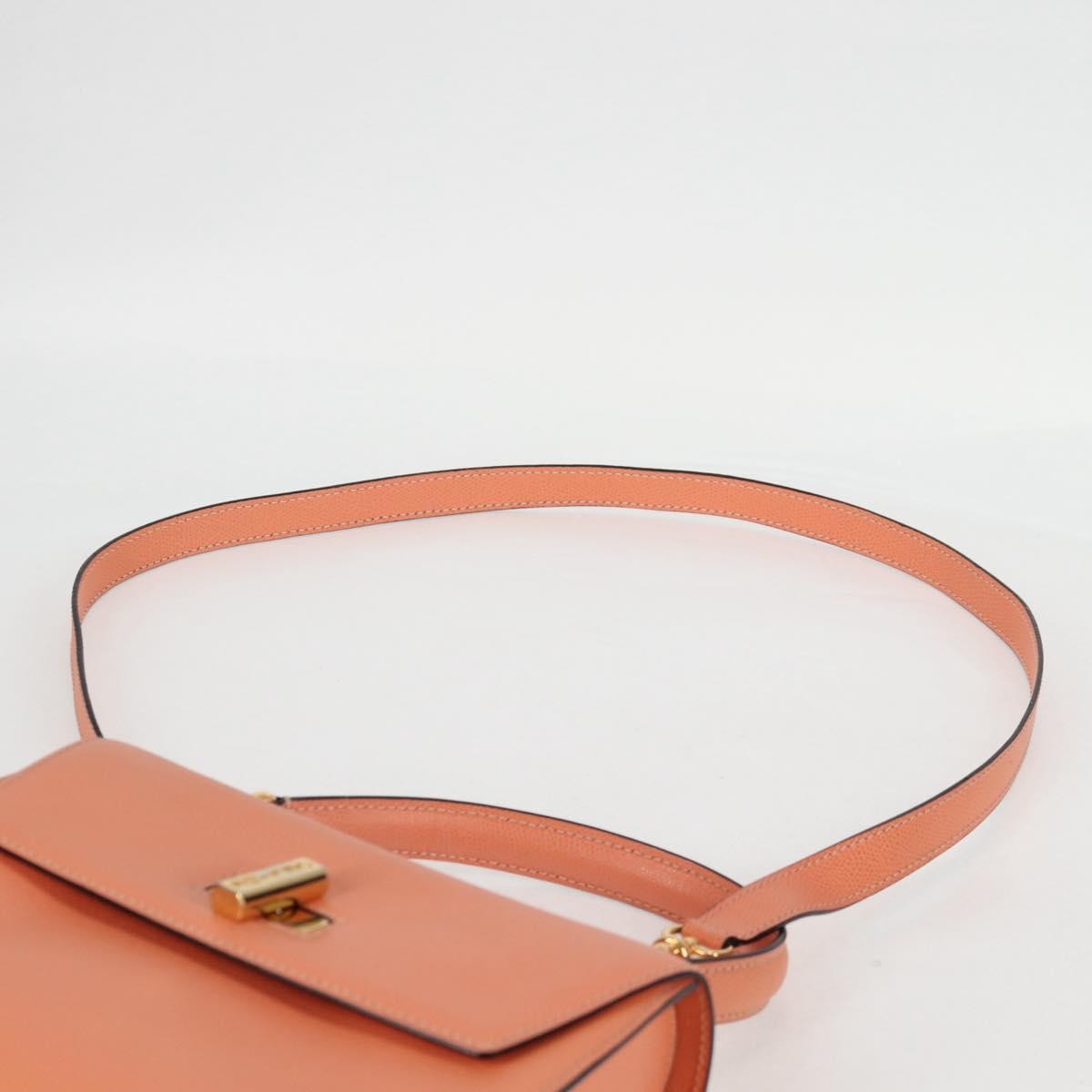 Celine Vintage Convertible Turnlock Top Handle Bag Leather, ORANGE, LEATHER, Handbag