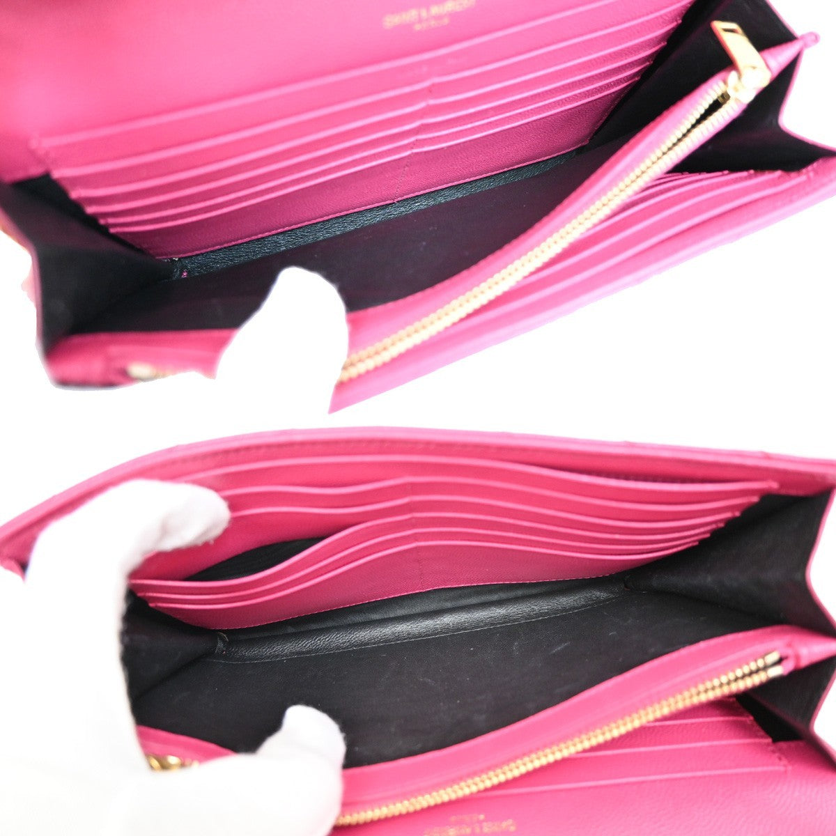 Saint Laurent Cassandra Wallet on Strap leather, PINK, LEATHER, Shoulder bag