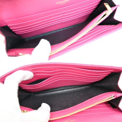 Saint Laurent Cassandra Wallet on Strap leather, PINK, LEATHER, Shoulder bag