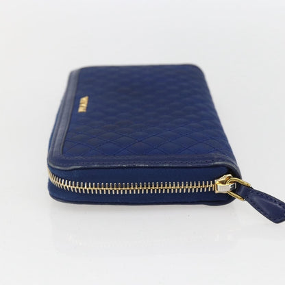 Prada Zip Around Organizer Wallet Saffiano Leather with Applique, BLUE, LEATHER, Wallets