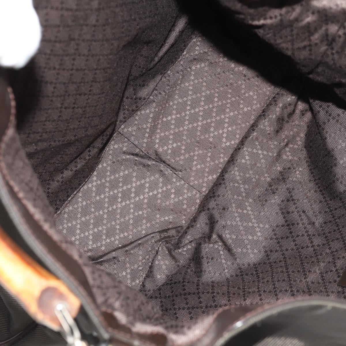 Gucci Vintage Bamboo Shoulder Bag Nylon, BROWN, NYLON, Shoulder bag