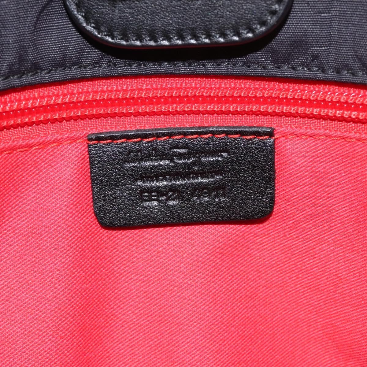 Salvatore Ferragamo Gancini handbag Nylon, BLACK, NYLON, Handbag