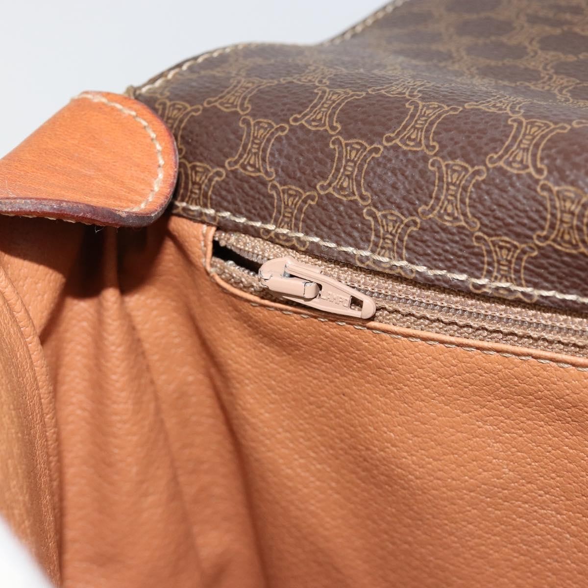 Celine Vintage Macadam Circle Logo Shoulder Bag Canvas and Leather, Brown, Canvas, Shoulder Bag