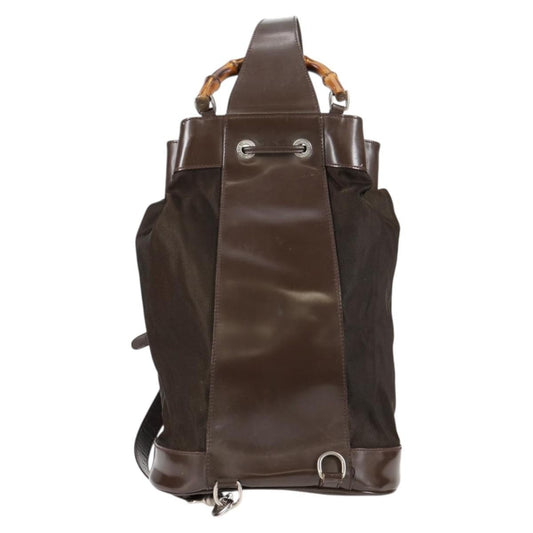 Gucci Vintage Bamboo Sling Backpack Nylon, BROWN, NYLON, Backpack