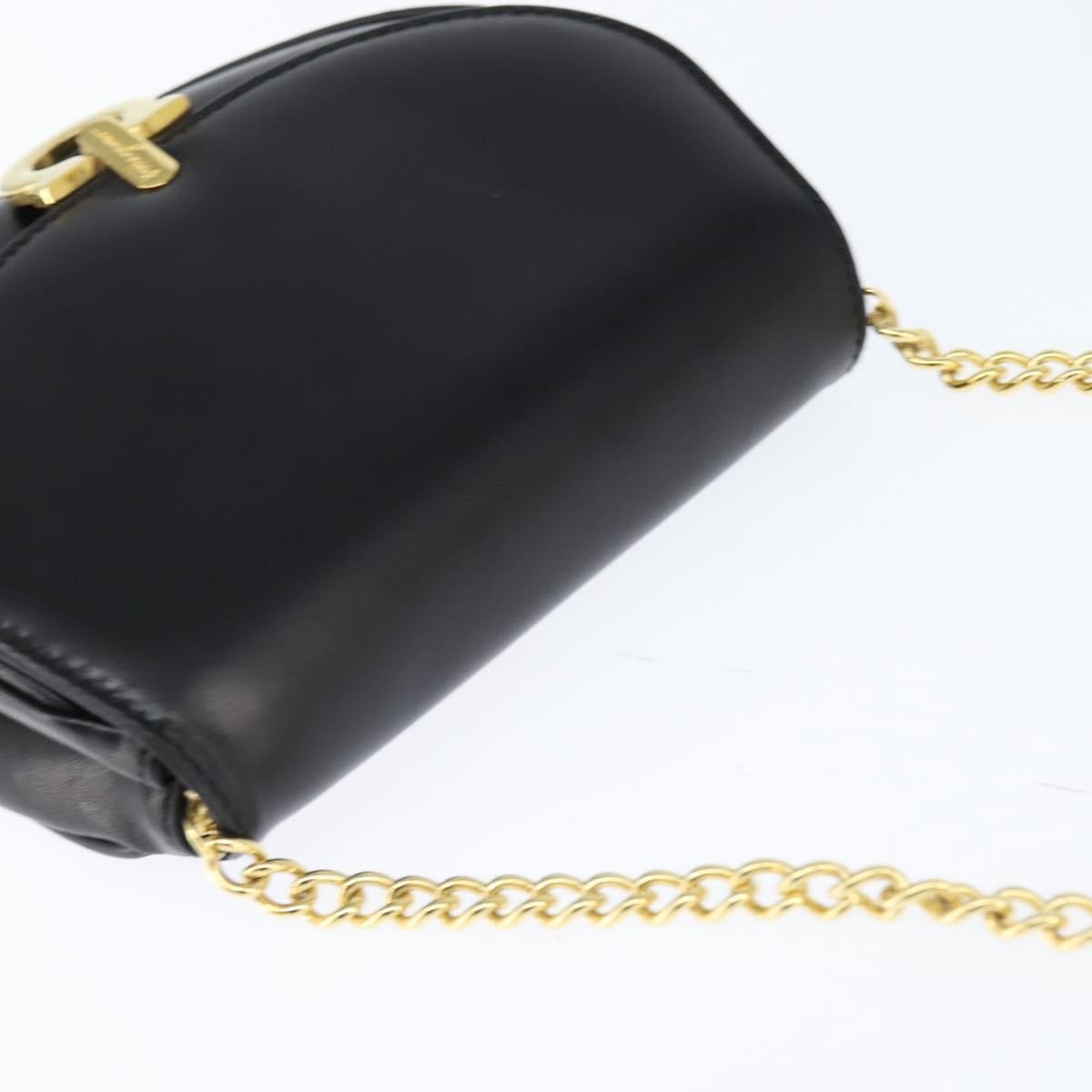 Salvatore Ferragamo Gancini Chain Shoulder bag Leather, BLACK, LEATHER, Shoulder bag