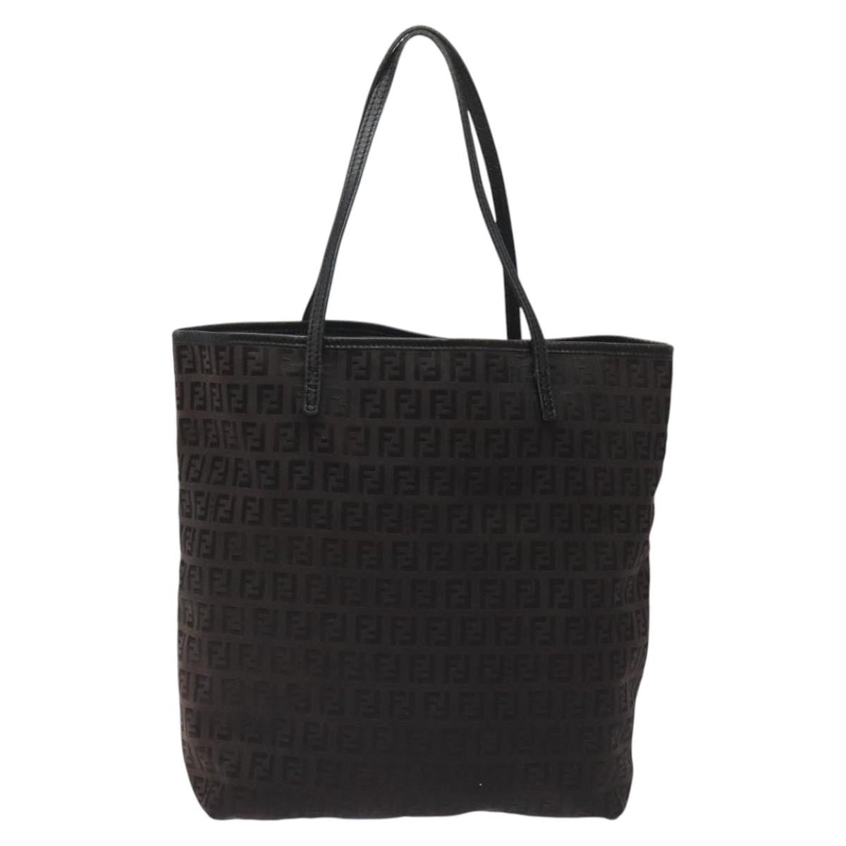 Fendi Shopping Tote Zucchino Canvas, BLACK, CANVAS, Tote bag