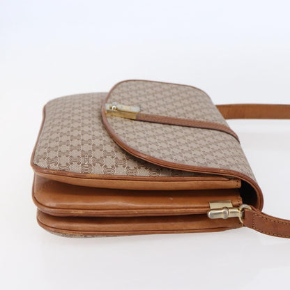 Celine Vintage Macadam Shoulder Bag Canvas and Leather, BEIGE, CANVAS, Shoulder bag