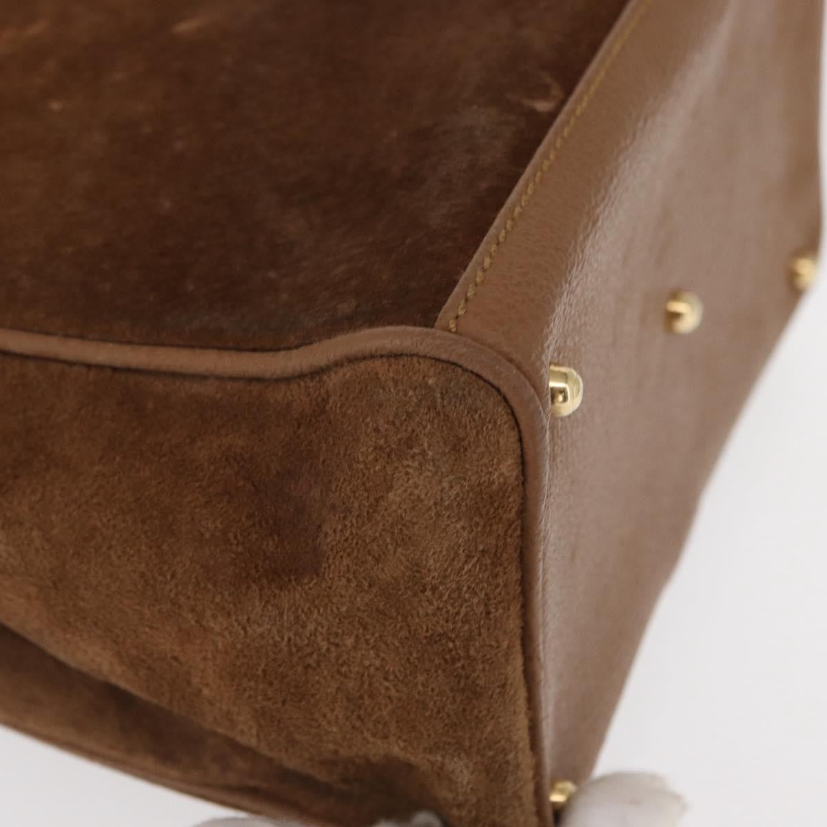 Gucci Vintage Bamboo Front Pocket Tote Suede, BROWN, SUEDE, Tote bag