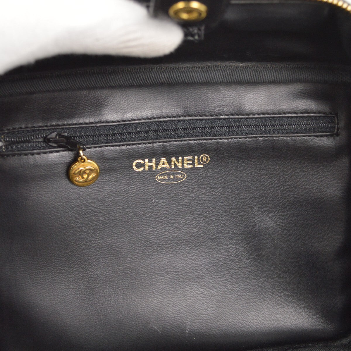 Chanel Vintage Timeless Zip Around Vanity Case Caviar, BLACK, LEATHER, Handbag