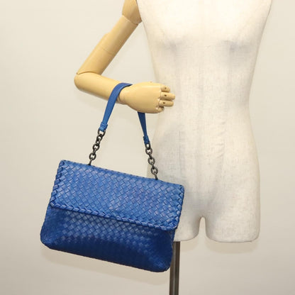 Bottega Veneta Olimpia Shoulder Bag Intrecciato Nappa, BLUE, LEATHER, Shoulder bag