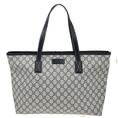 Gucci Plus Tote GG Coated Canvas with Leather, NAVY, CANVAS, Tote bag