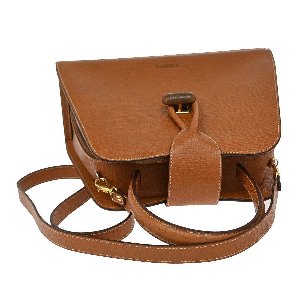 Loewe Turn Lock Leather, BROWN, LEATHER, Handbag