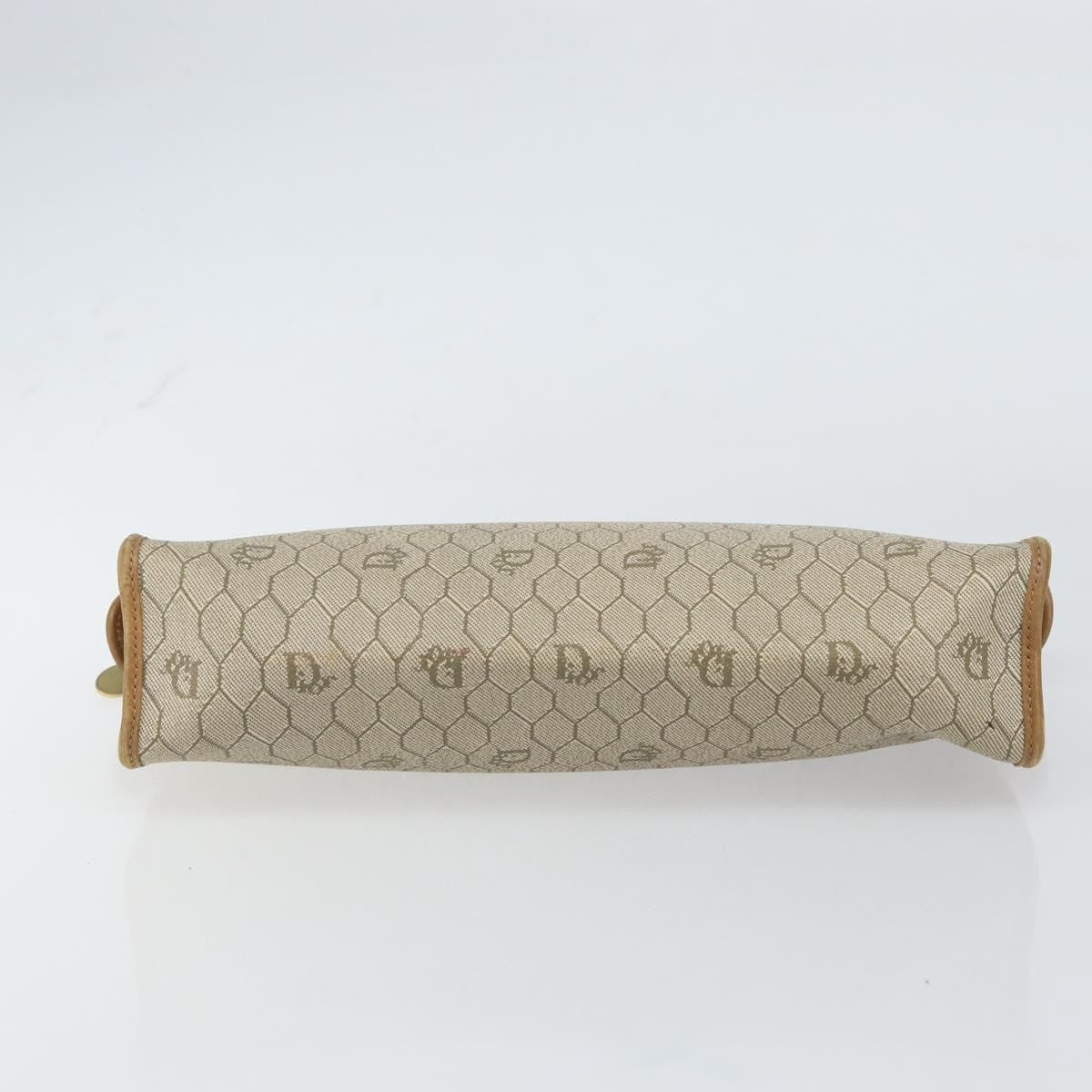 Christian Dior Vintage Honeycomb Zip Pouch Canvas and Leather, BEIGE, CANVAS, Clutche & pouche