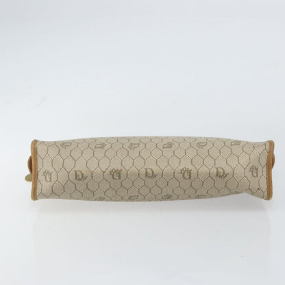 Christian Dior Vintage Honeycomb Zip Pouch Canvas and Leather, BEIGE, CANVAS, Clutche & pouche