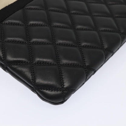 Chanel Pearl O Case Clutch Quilted Lambskin and Calfskin, BLACK, LEATHER, Clutche & pouche