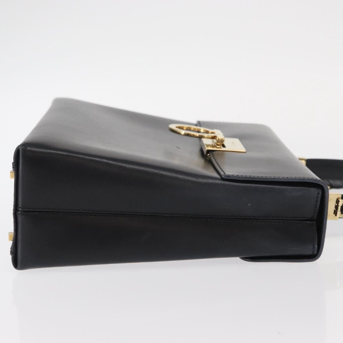 Salvatore Ferragamo Gancini handbag Leather, BLACK, LEATHER, Handbag