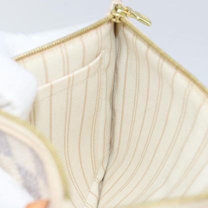 Louis Vuitton Neverfull Pochette Damier, BEIGE, CANVAS, Clutche & pouche