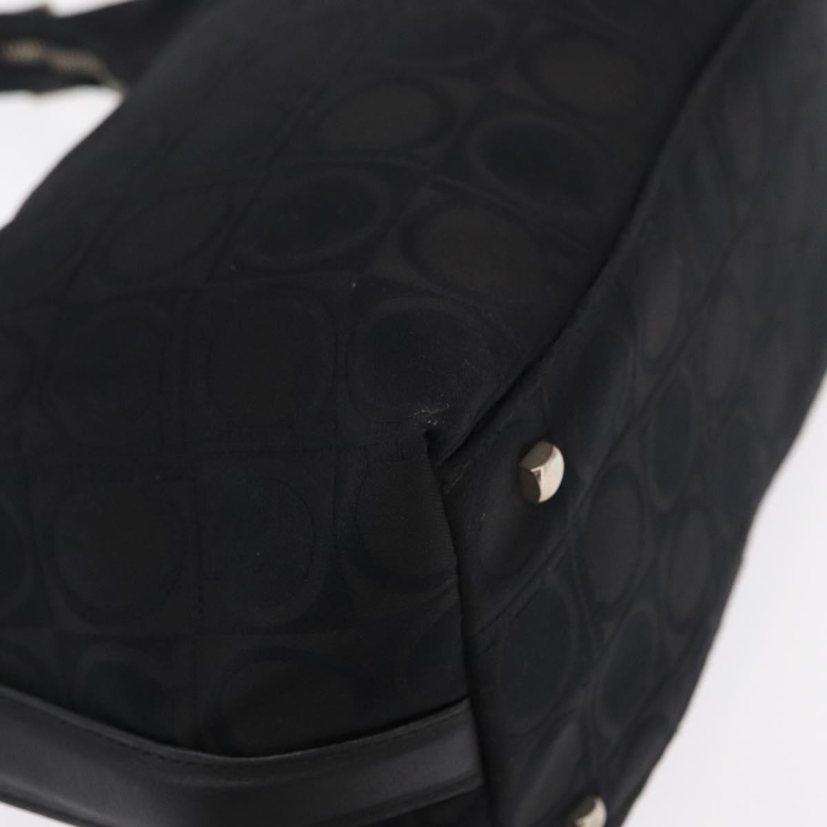 Salvatore Ferragamo Gancini Shoulder Bag Nylon, BLACK, LEATHER, Shoulder bag