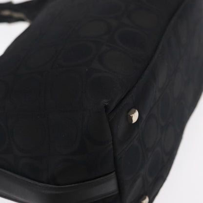 Salvatore Ferragamo Gancini Shoulder Bag Nylon, BLACK, LEATHER, Shoulder bag