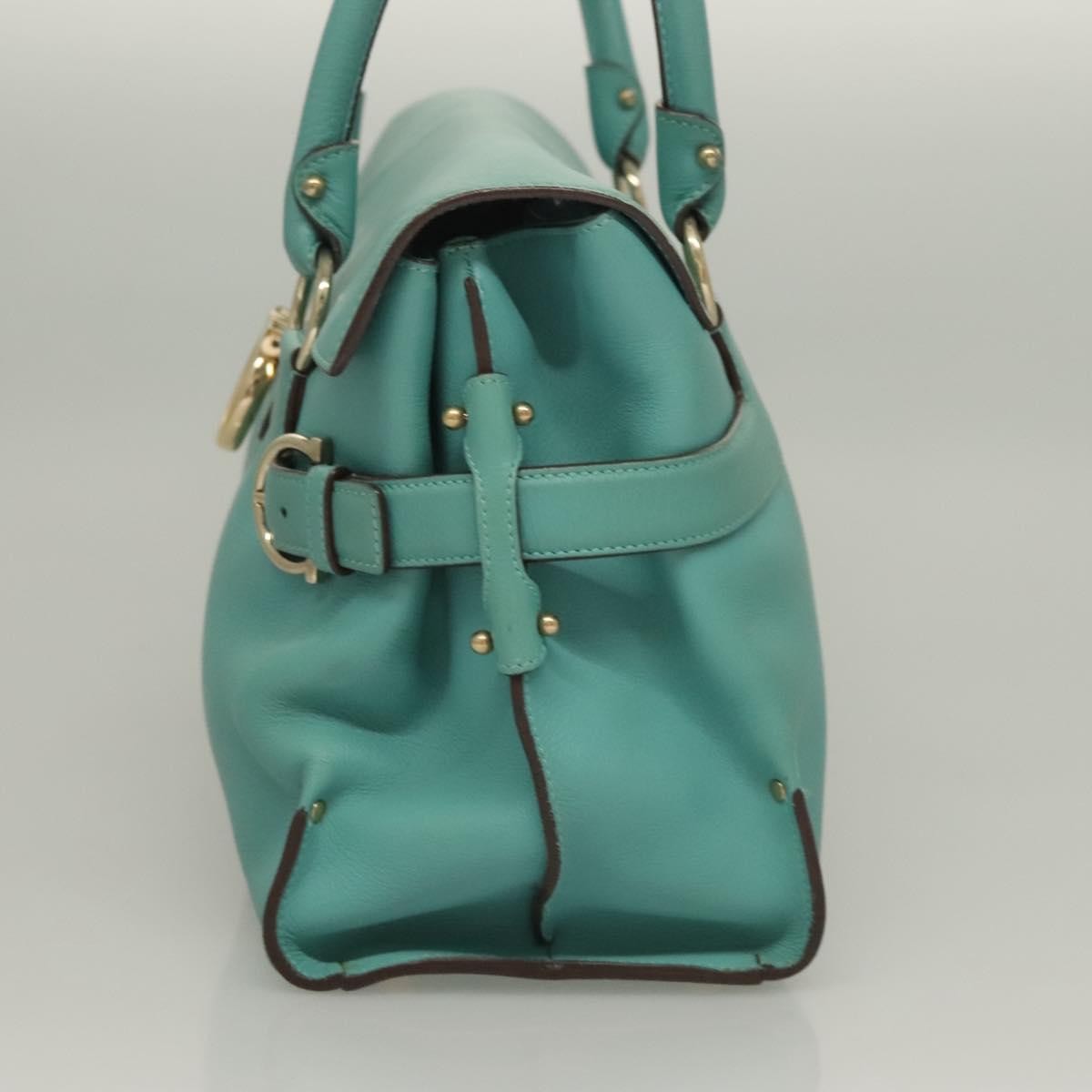 Salvatore Ferragamo Virna Satchel Leather, TURQUOISE, LEATHER, Handbag
