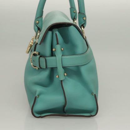 Salvatore Ferragamo Virna Satchel Leather, TURQUOISE, LEATHER, Handbag